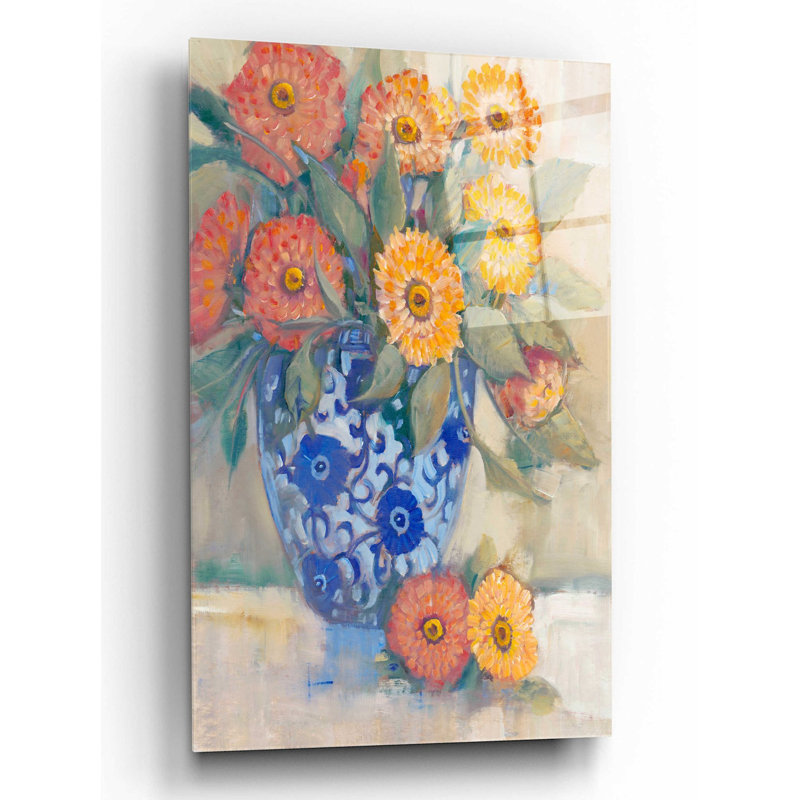«Oriental Bouquet I» par Tim O'Toole, art mural en verre acrylique, 24 po x 36 po, H 24 po x l 16 po x P 0,2 po