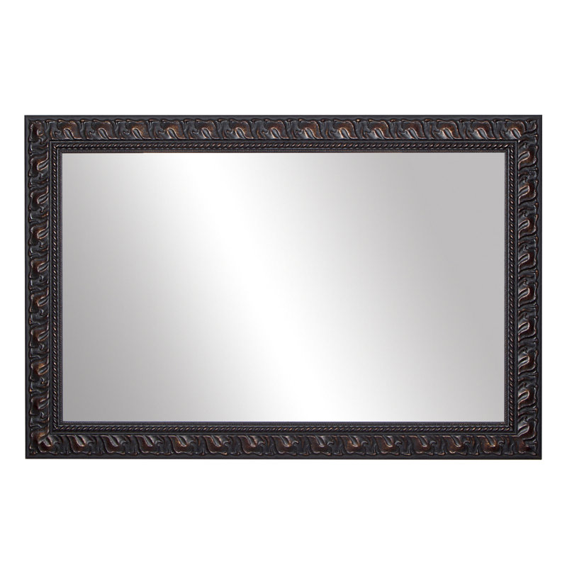 Hillsborough Wood Framed with Safety Backing Ideal for Bathroom / Vanity Mirror, 32" x 48", Venetian Bronze