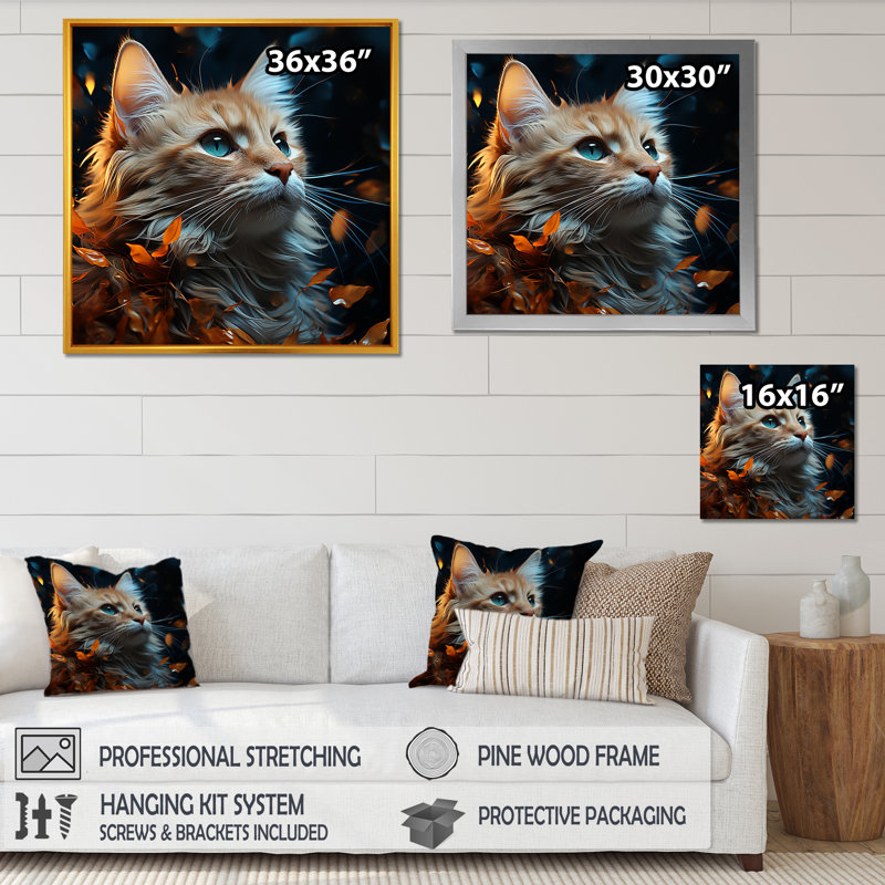 Singapour singapour, chat, reproduction sur toile, H 16 po x l 16 po x P 1 po, Cadre naturel flottant