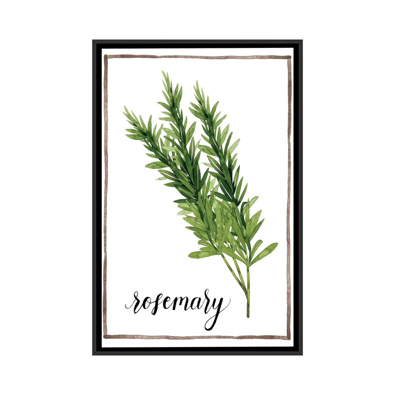 « aquarelle herbes v », impression sur toile, H 26 po x l 18 po x P 1,5 po, Toile avec cadre noir, Pas de tapis