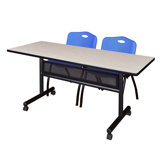 Nevjana Flip-Top Privacy Nesting Table, 2 M Stack Chairs