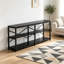 Console 70,9 "à 3 niveaux avec tablettes de rangement, vestibule et canapé