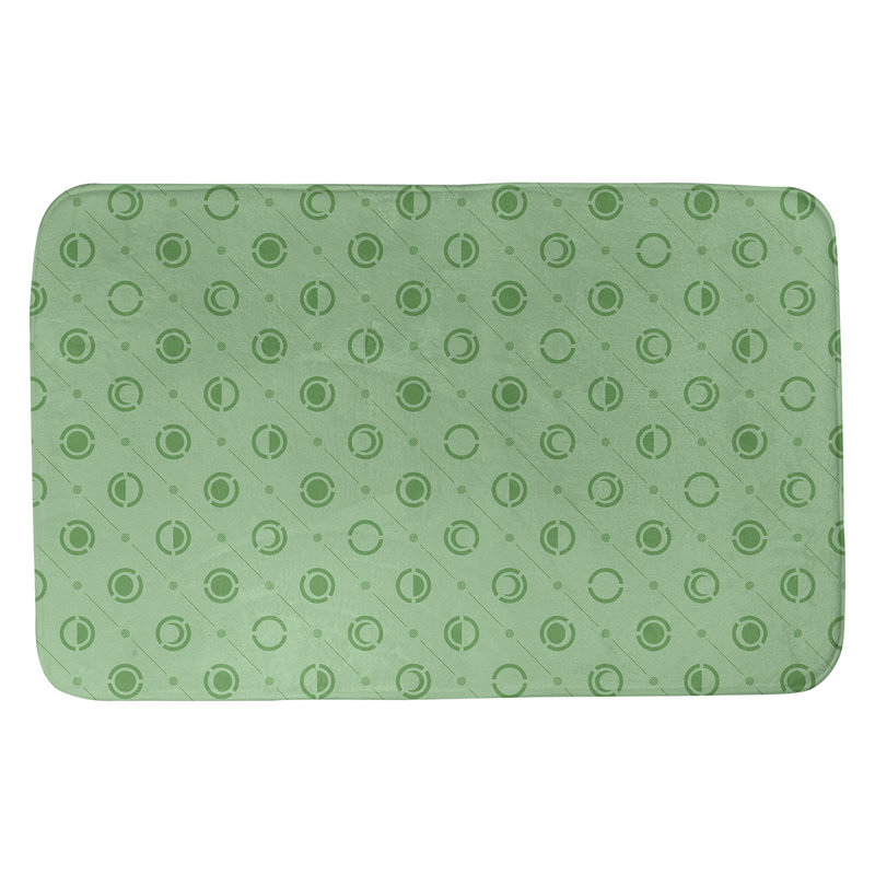 Tapis de bain géométrique antidérapant en microfibre Moon phases, l 21 po x L 34 po, Vert clair