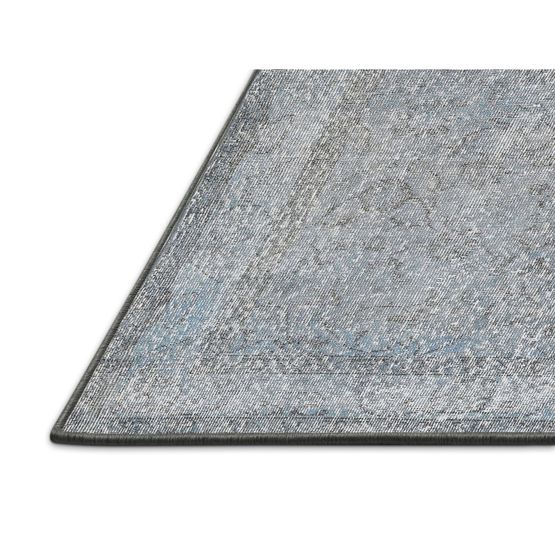 Tapis traditionnel gris et blanc, Rectangle 5 pi x 7 pi