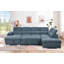 Canapé modulaire en U de 128 po avec repose-pieds et canapé modulaire réversible 7 places avec siège de rangement, ensembles de canapés de salon avec repose-tête réglable, bleu