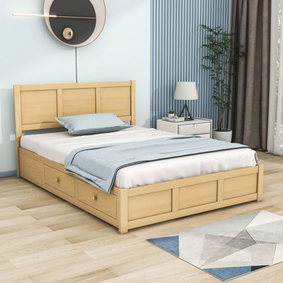 Satbir Wood Platform Bed with 2 Drawers and Headboard