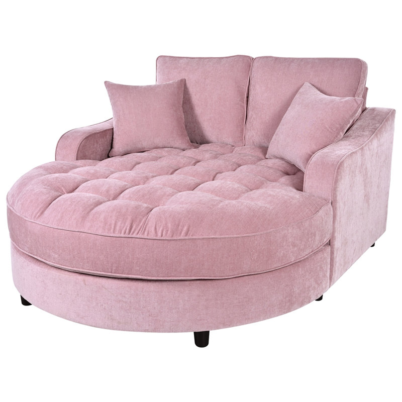 Canapé-lit de 51 po avec méridienne moderne, Rose