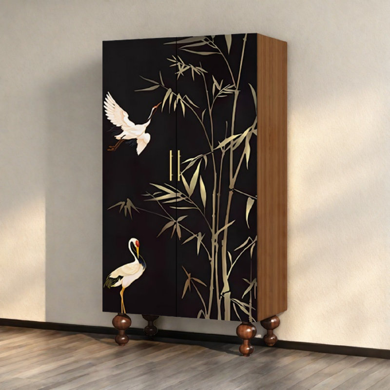 Armoire de rangement Vintage, Noyer / noir