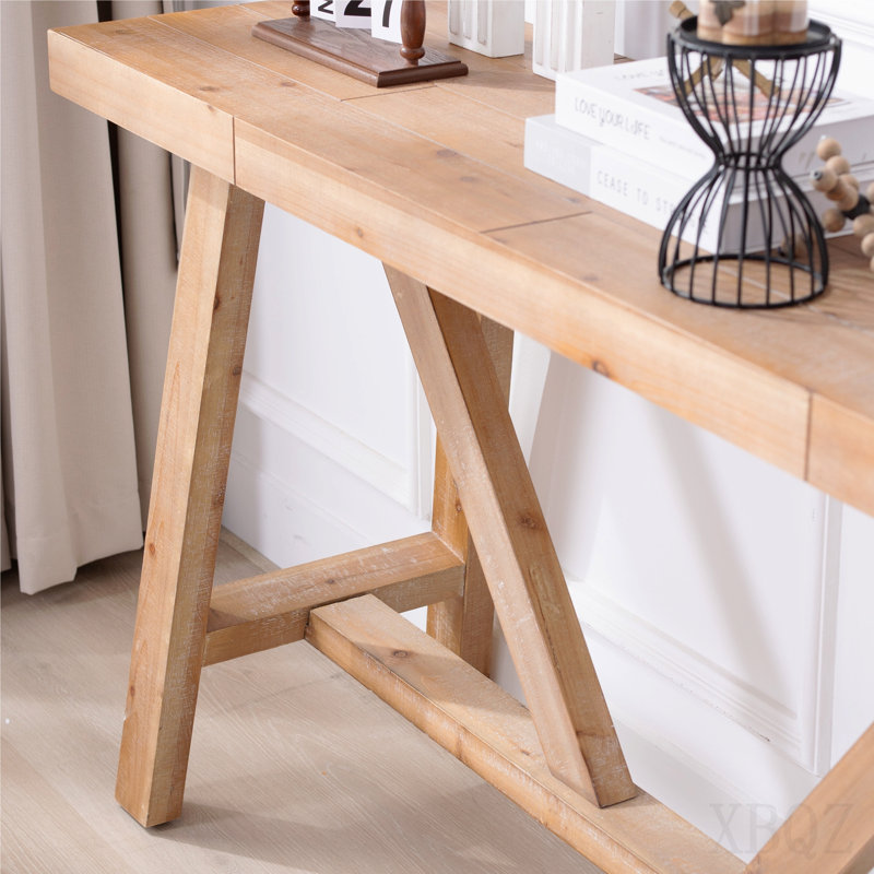 Farmhouse A- Frame Wood Console Table, 58.5"
