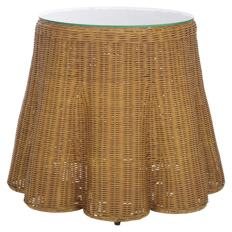 Cledus Round Rattan Accent Table