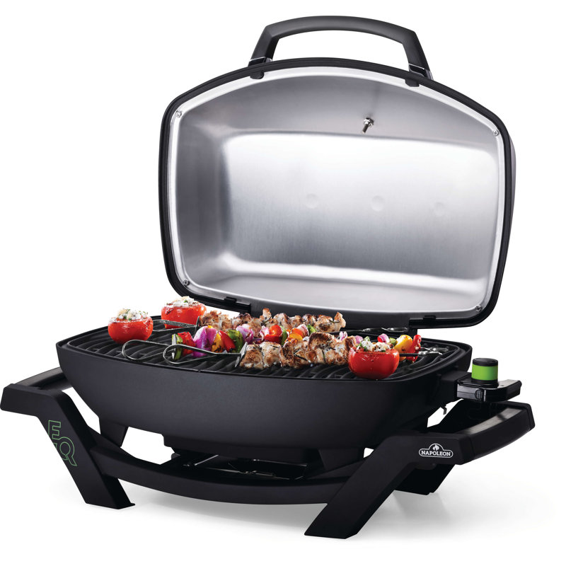 Napoleon Black Portable Electric Grill with Cast Iron Grids