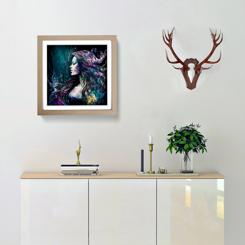Mermaid Abstract Art - Framed Print, Oak
