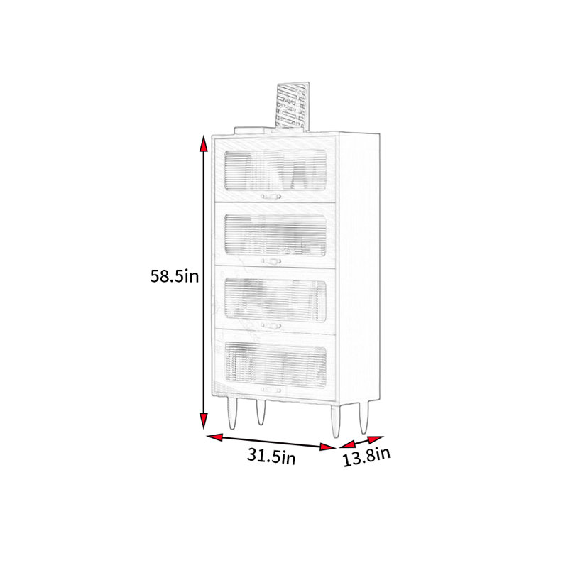 Carolyne, (4 Shelves) 58.5"H x 31.5"W x 13.8"D