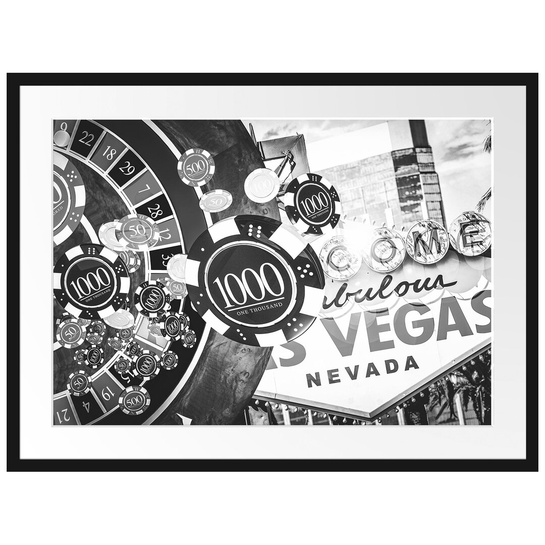 Gerahmtes Poster Las Vegas Casino Roulette