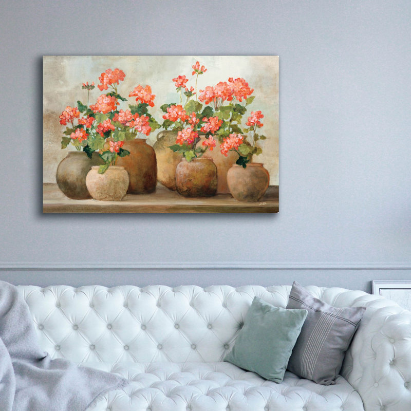 «Cottage Geraniums» par Julia Purinton, art mural sur toile, H 40 po x l 60 po x P 1,5 po