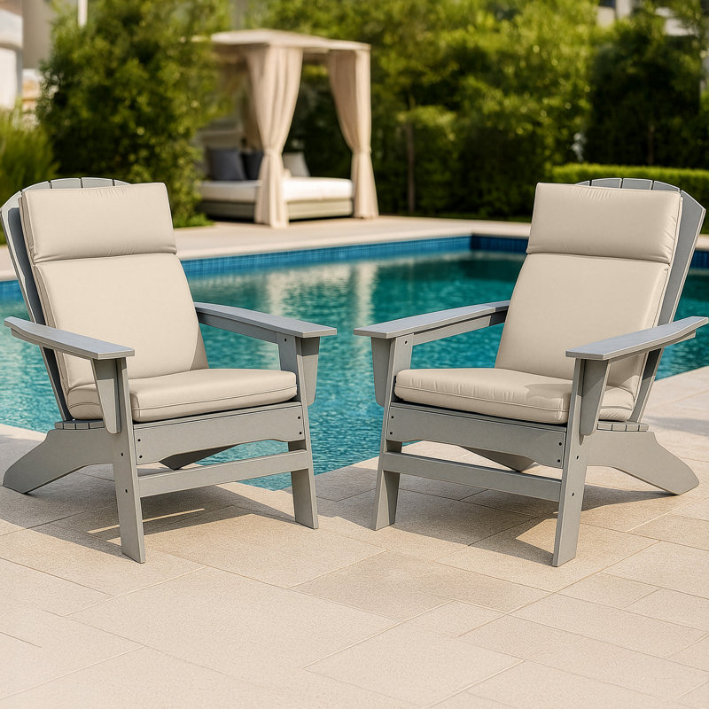 Coussin de chaise d'extérieur - Coussins de chaise d'extérieur à haut dossier 45 po x 21,5 po x 3 po pour meubles de patio, chaises berçantes, Adirondack ou repas - Coussins en tissu résistant à l'eau, à la décoloration et aux rayons UV avec attaches (brun clair)