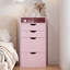 Ensemble de meuble-lavabo 3 en 1 avec miroir HD et 3 lumières DEL réglables, 2 tiroirs coulissants et tabouret de rangement caché, coiffeuse peu encombrante, rose-2038741845