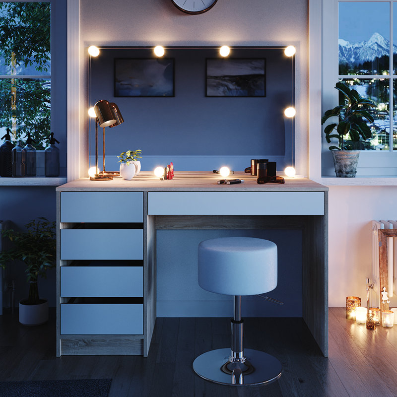 Antimony Dressing Table, White/Oak