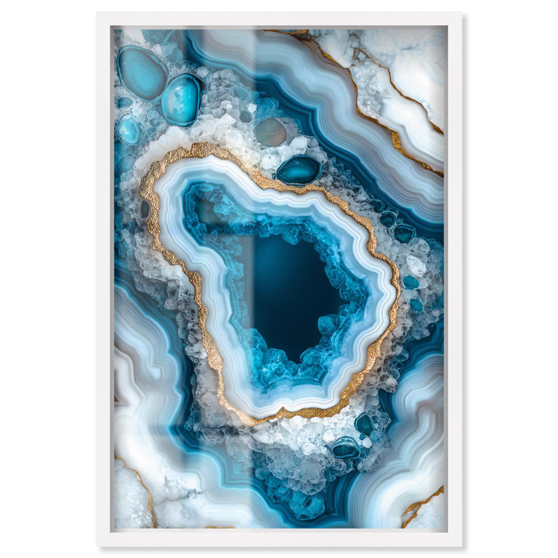 «Godeed Geode Eye I Shadowbox Print» par Art Remedy, H 46 po x l 31 po, Blanc