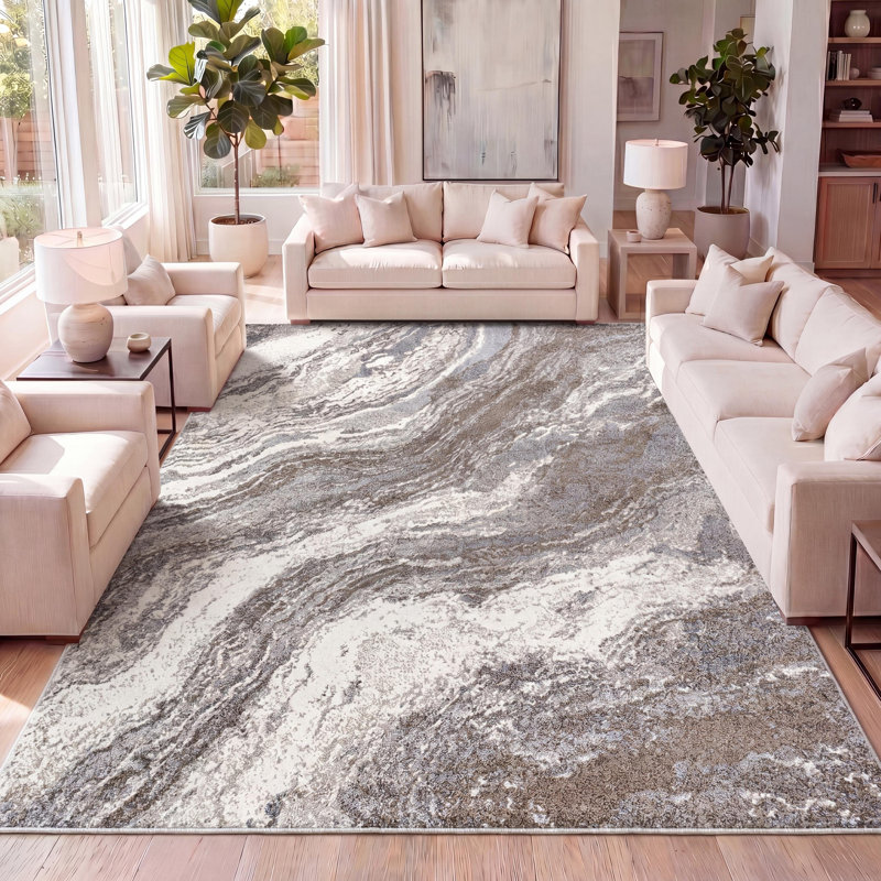 Tapis brun / gris Olvin, Rectangle de 5 pi x 8 pi