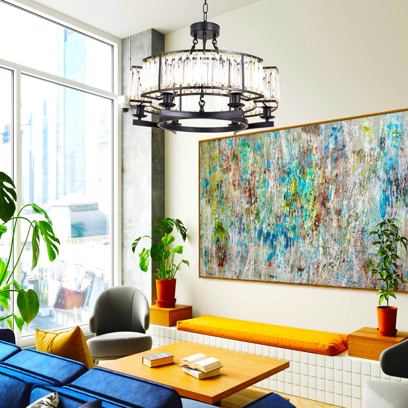 Adjustable 6-Light Crystal Chandelier - American Style Pendant Lighting
