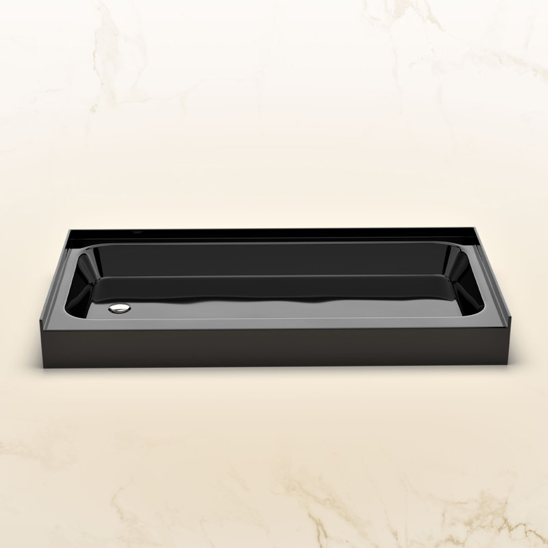 Voltaire 60 x 30 Base de bac de douche avec drain à gauche en brillant, Gauche, Noir, noir, noir, noir