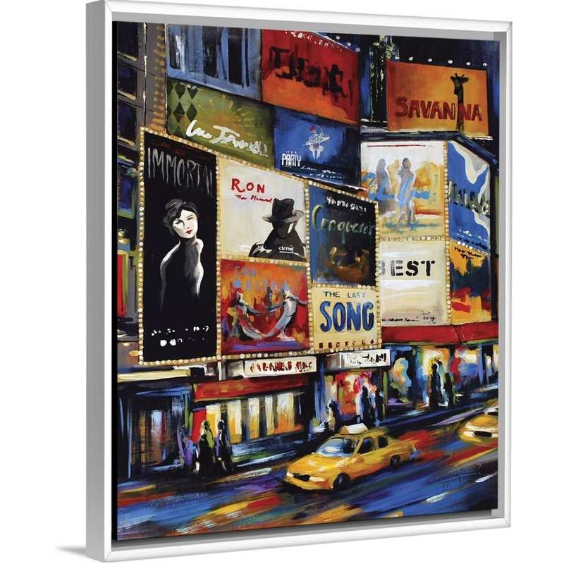 « thats broadway », peinture sur toile, H 15,7 po x l 12,7 po x p 1,75 po, Cadre flottant blanc
