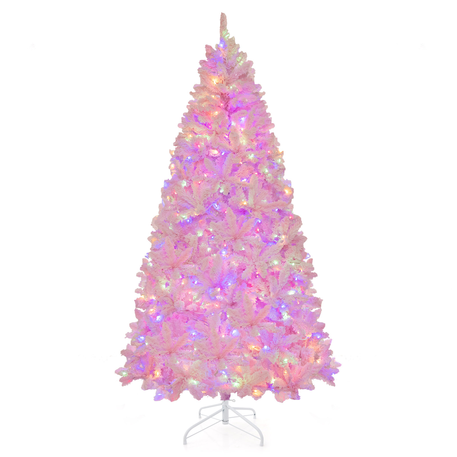 The Holiday Aisle® 6/7FT Pink Artificial Christmas Tree Prelit Hinged