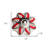 Set of Eight Red And White Floral Ceramic Drawer Pull Knobs