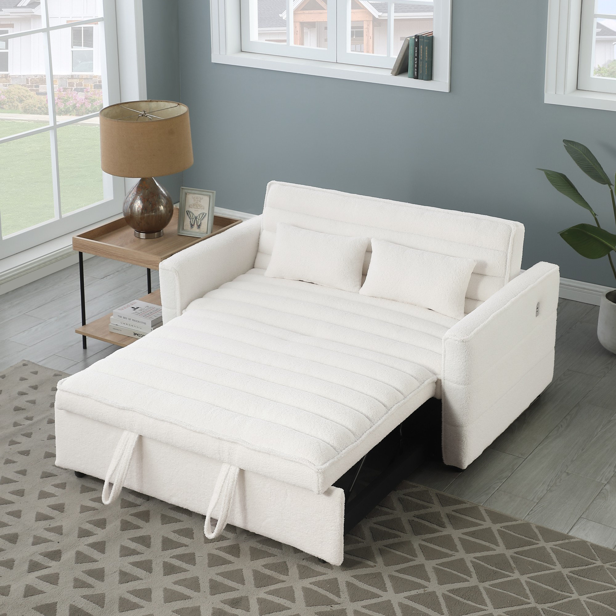 Latitude Run® Soft Boucle convertible two-bedroom sofa with adjustable back | Wayfair