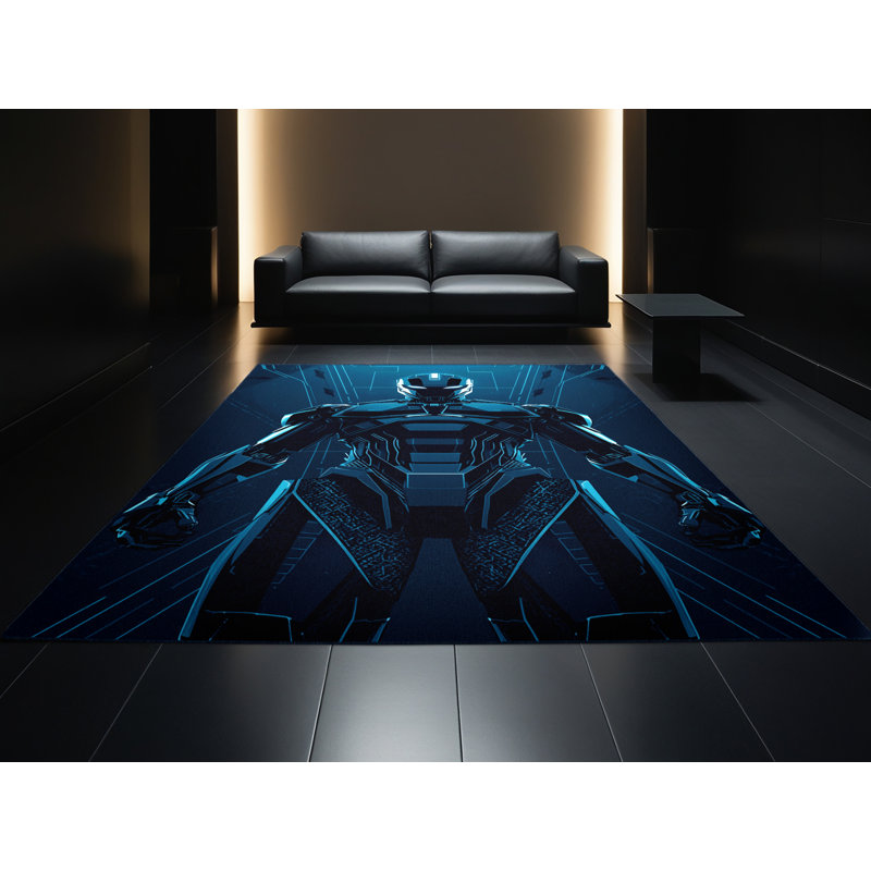 Tapis géométrique moderne bleu Wimberley, 5x8