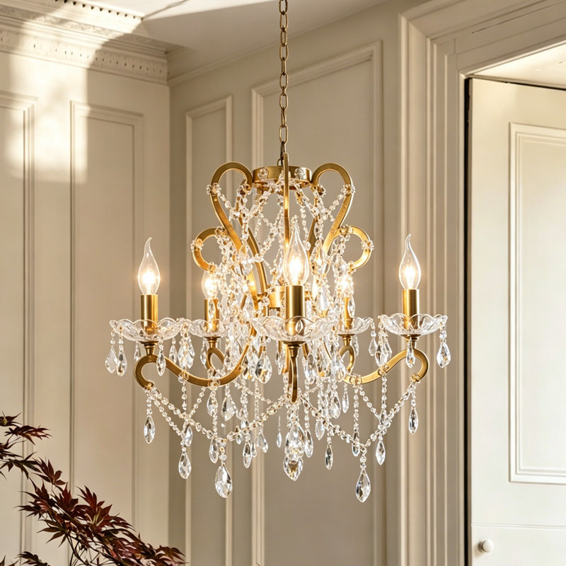 Lustre traditionnel de style bougie Valmira , Six lumières, H 24 po x l 24,8 po x P 24,8 po