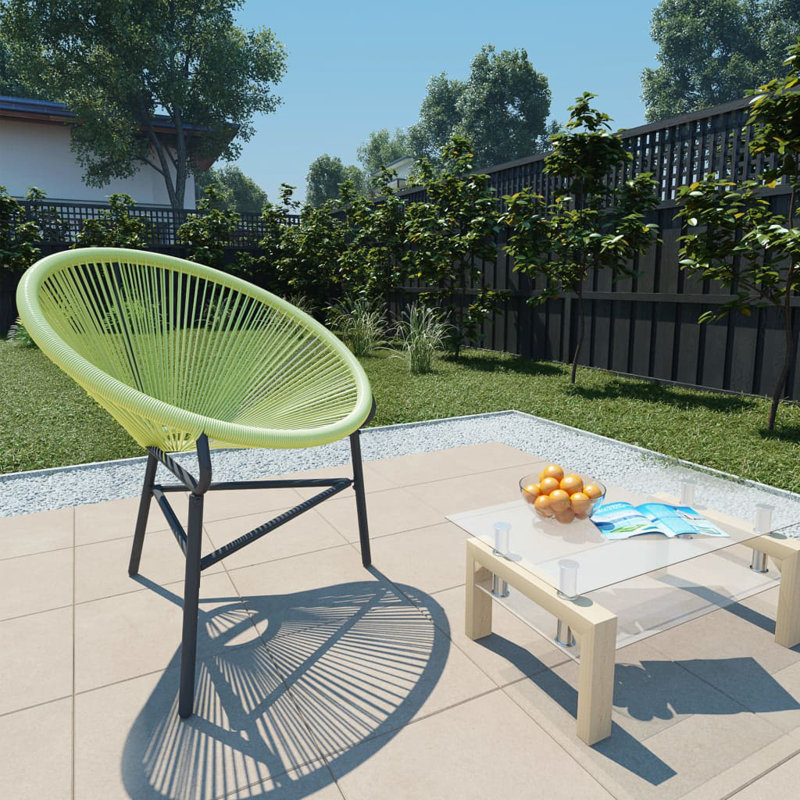 Donella Wicker Outdoor Lounge Chair, Green/Black