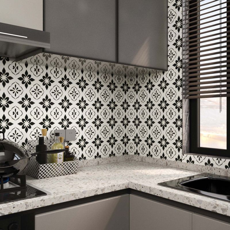 12 po X 12 po Autocollant de dosseret en vinyle autocollant, carrelage mural pour la cuisine, noir (10 pieds carrés)