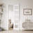 Frosted Glass 5-Lite Sliding Pocket Door White Standard Door with Hardware Kit Set-90706812