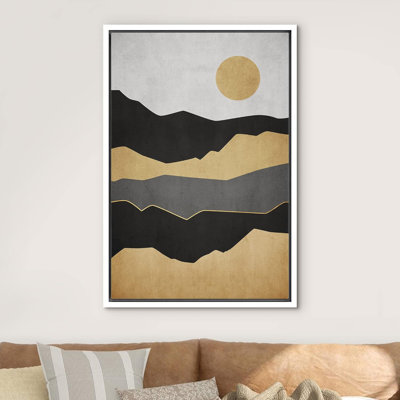 Soleil, chaîne de montagnes, nature, paysage, illustrations, moderne, paysage, rustique