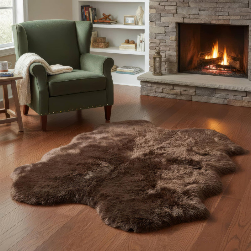 Tapis brun fait à la main Fraga, Nouveauté 4 pi x 6 pi