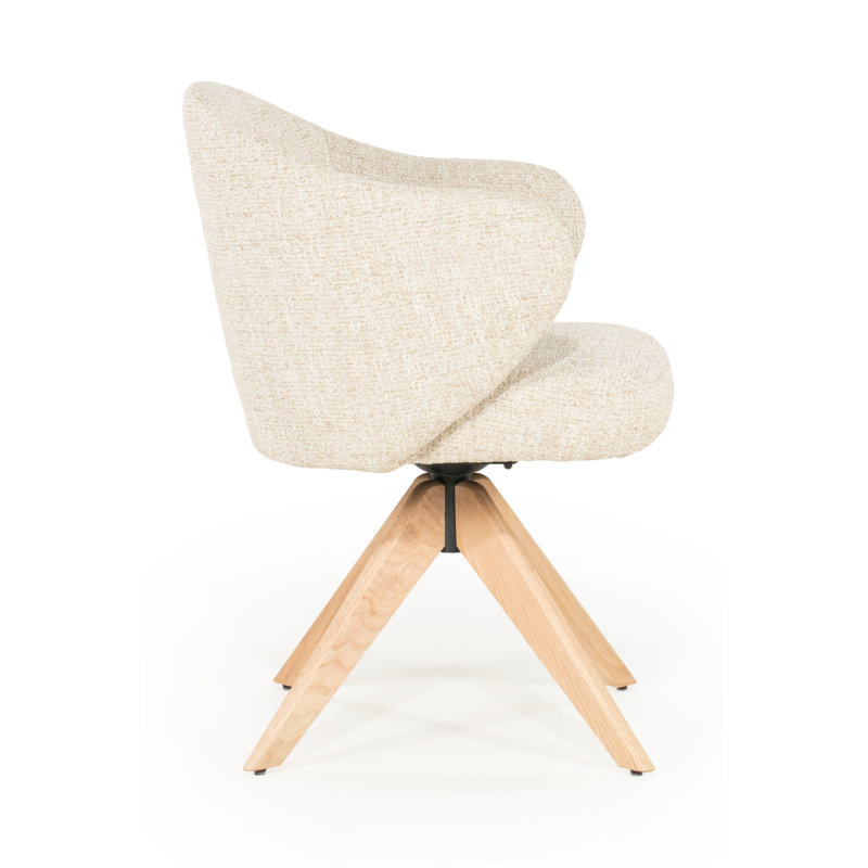 Connor Oak Accent Chair, Beige