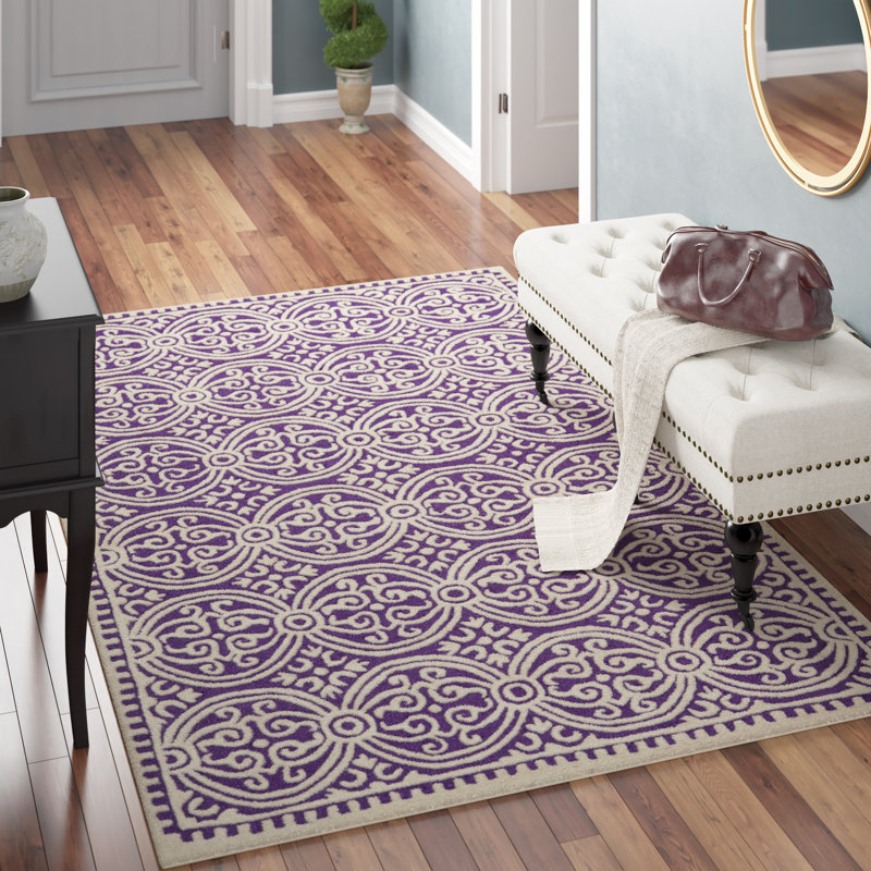 Tapis mauve en laine touffeté à la main Canace, Rectangle 10 pi x 14 pi