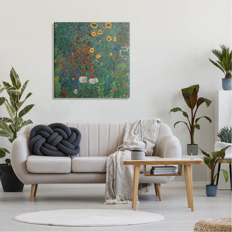 Art moderne sur toile, "Modern Flower Garden Collage" par Gustav Klimt, H 30 po x l 30 po x P 1,5 po