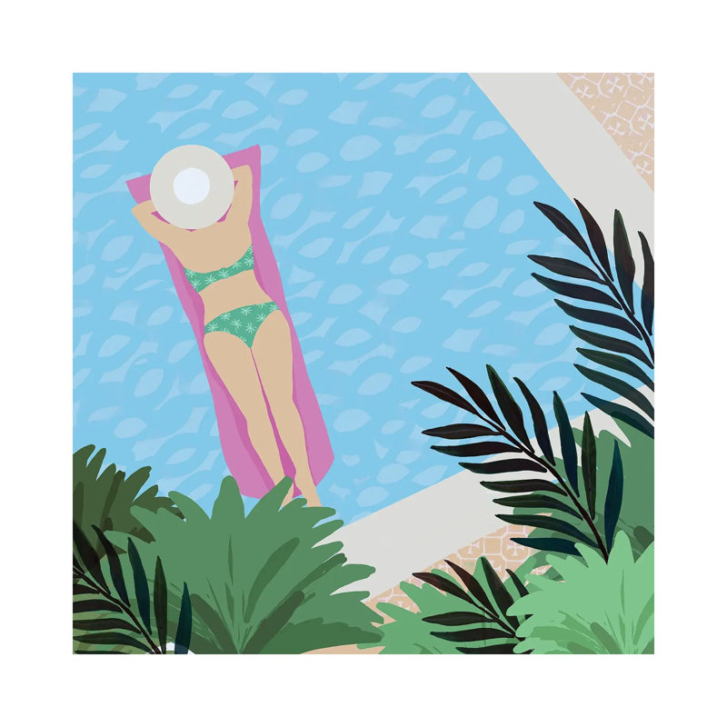 «Pool Days V» par Flora Kouta - Giclée sur toile tendue avec châssis, H 12 po x l 12 po x P 0,75 po