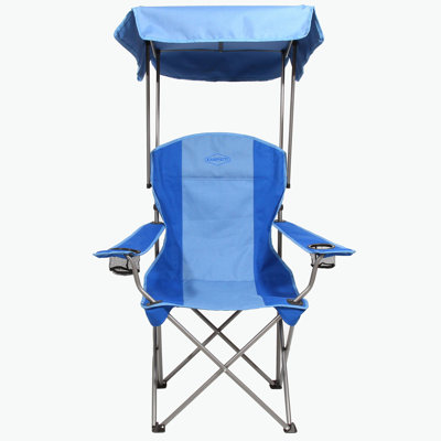 Kamp-Rite Portable Folding Quad Camp Chair w/ Shade Canopy & 2 Cupholders, Blue