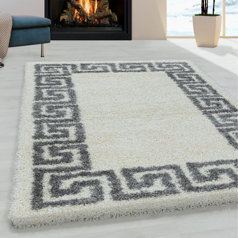 Fosston Geometric Shag Area Rug, Rectangle 80 x 150cm