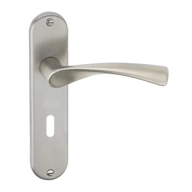 Door Handle, Keyhole Polished Nickel