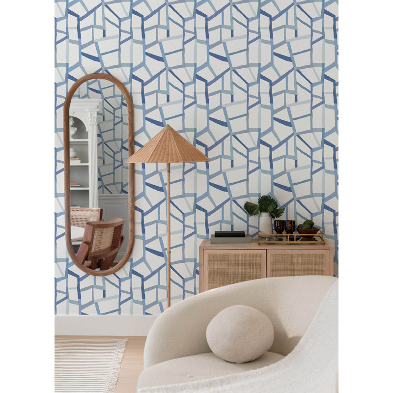 Alexey 33' L x 20.5" W Wallpaper Roll, Blue