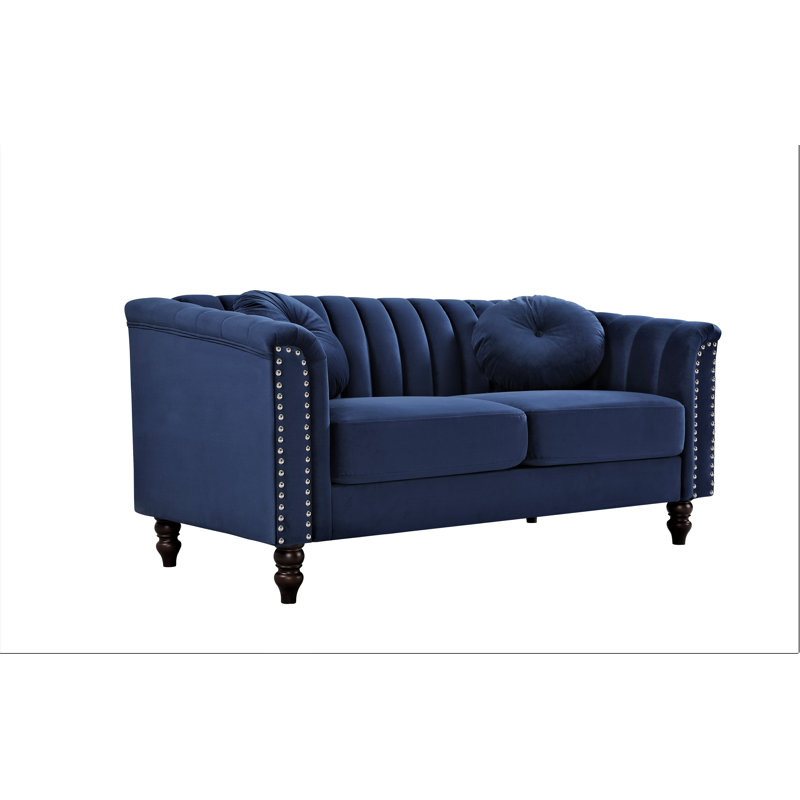 Drevion 61.4'' Velvet Loveseat, Dark Blue