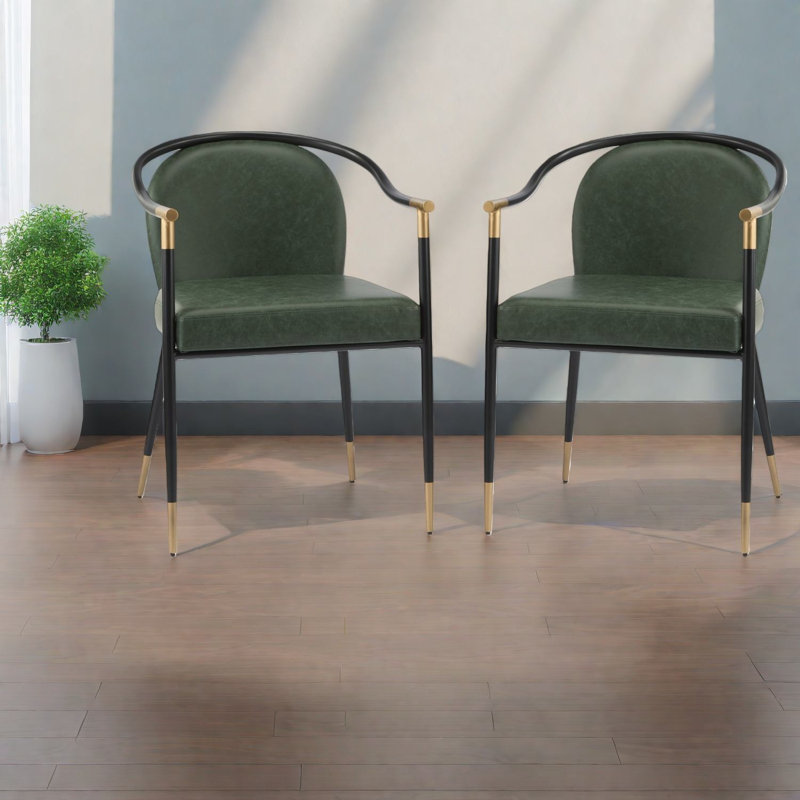 Ensemble de 2 chaises de salle à manger Comfort, style moderne en métal Pu pour cuisine