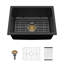 Évier de cuisine encastré en pierre de quartz en composite de 22 po x 17 po x 9 po en granite noir avec accessoires dorés-119717744