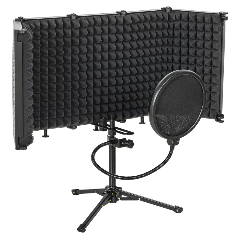 Bouclier d'isolation de microphone pliable avec filtre anti-pop et support