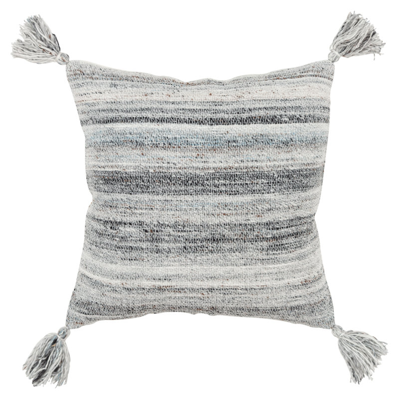 Recycled Outdoor Square Pillow Cover and Insert, Gray/Charcoal